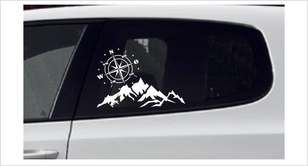 Landschaft Berge Offraod Kompass Windrose Alpen Aufkleber SET Autoaufkleber  Sticker - Der Dekor Aufkleber Shop