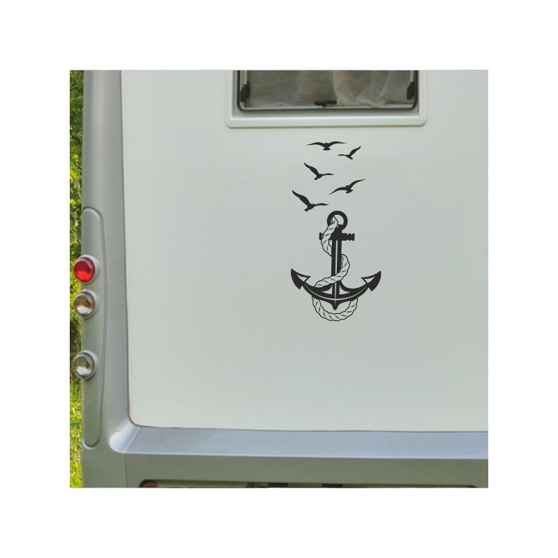 Aufkleber Wohnmobil Wohnwagen Reise Camping Auto Reisemobil Möwe Meer Kompass Globus Strand Palme Urlaub Spruch Familie Zuhause