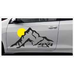 Landschaft 2farbig Berge Offraod SONNE Kompass Windrose Alpen Aufkleber SET Autoaufkleber Sticker