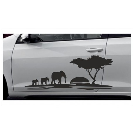 Landschaft Elefant Safari Afrika Auto Aufkleber Offroad 4x4 Car  Fahrzeugbeschriftung - Der Dekor Aufkleber Shop