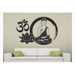 Aufkleber Buddha Indien Yoga Meditation Lotus Om  Yin Yang Asia Dekor Wandtattoo Wandaufkleber