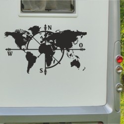 Aufkleber Wohnmobil Wohnwagen Reise Camping Auto Reisemobil Möwe Meer Kompass Globus Strand Palme Urlaub Spruch Familie Zuhause