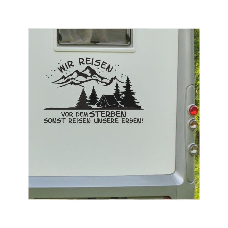 Aufkleber Wohnmobil Wohnwagen Reise Camping Auto Reisemobil Möwe Meer Kompass Globus Strand Palme Urlaub Spruch Familie Zuhause