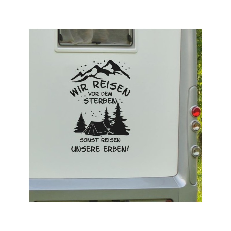 Aufkleber Wohnmobil Wohnwagen Reise Camping Auto Reisemobil Möwe Meer Kompass Globus Strand Palme Urlaub Spruch Familie Zuhause