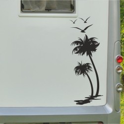 Aufkleber Wohnmobil Wohnwagen Reise Camping Auto Reisemobil Möwe Meer Kompass Globus Strand Palme Urlaub Spruch Familie Zuhause