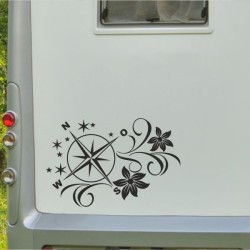 Aufkleber Wohnmobil Wohnwagen Reise Camping Auto Reisemobil Möwe Meer Kompass Globus Strand Palme Urlaub Spruch Familie Zuhause
