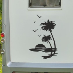 Aufkleber Wohnmobil Wohnwagen Reise Camping Auto Reisemobil Möwe Meer Kompass Globus Strand Palme Urlaub Spruch Familie Zuhause