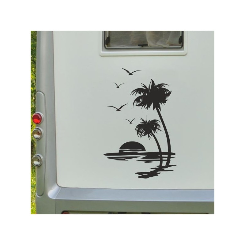 Aufkleber Wohnmobil Wohnwagen Reise Camping Auto Reisemobil Möwe Meer Kompass Globus Strand Palme Urlaub Spruch Familie Zuhause