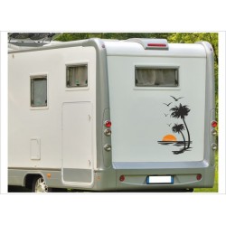 Aufkleber SET Palme Sonne Möwen Möwe Wohnmobil Wohnwagen Caravan Camper 2farbig Aufkleber Auto