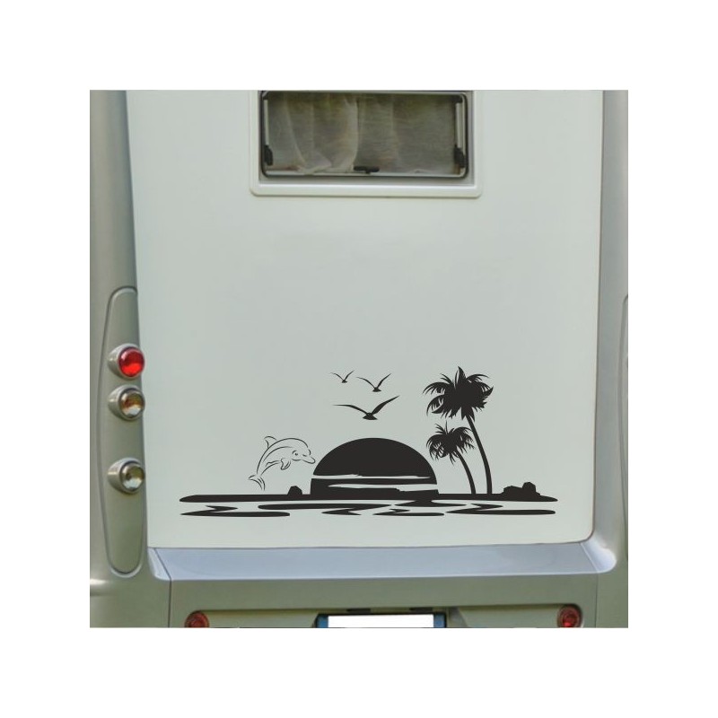 Aufkleber Wohnmobil Wohnwagen Reise Camping Auto Reisemobil Möwe Meer Kompass Globus Strand Palme Urlaub Spruch Familie Zuhause