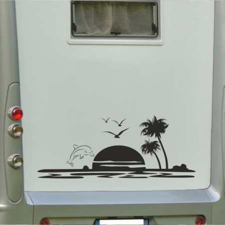 Aufkleber Wohnmobil Wohnwagen Reise Camping Auto Reisemobil Möwe Meer Kompass Globus Strand Palme Urlaub Spruch Familie Zuhause