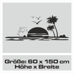 Aufkleber Wohnmobil Wohnwagen Reise Camping Auto Reisemobil Möwe Meer Kompass Globus Strand Palme Urlaub Spruch Familie Zuhause