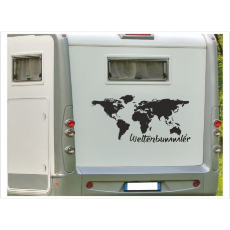 Aufkleber Wohnmobil Globus Weltkarte Weltenbummler Wohnwagen Caravan Camper  Aufkleber Auto WOMO - Der Dekor Aufkleber Shop