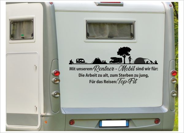 Aufkleber Wohnmobil Zelten Camping Rentner Reise Wohnwagen Caravan