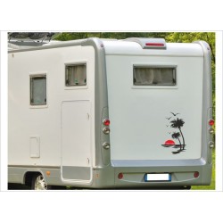 Aufkleber SET Palme Sonne Möwen Möwe Wohnmobil Wohnwagen Caravan Camper 2farbig Aufkleber Auto