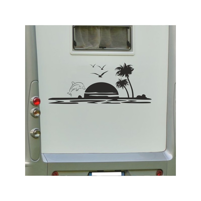 Aufkleber Wohnmobil Wohnwagen Reise Camping Auto Reisemobil Möwe Meer Kompass Globus Strand Palme Urlaub Spruch Familie Zuhause
