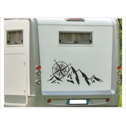 Aufkleber Wohnmobil Landschaft Berge Alpen Panorama Kompass Windrose Wohnwagen Caravan Camper Aufkleber Auto WOMO