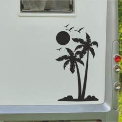 Aufkleber Wohnmobil Wohnwagen Reise Camping Auto Reisemobil Möwe Meer Kompass Globus Strand Palme Urlaub Spruch Familie Zuhause