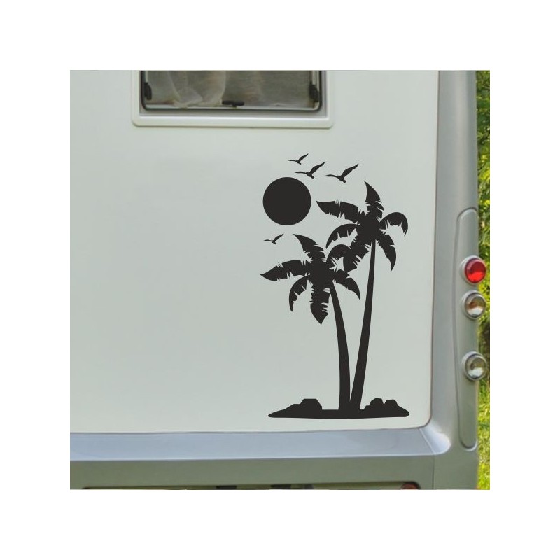Aufkleber Wohnmobil Wohnwagen Reise Camping Auto Reisemobil Möwe Meer Kompass Globus Strand Palme Urlaub Spruch Familie Zuhause