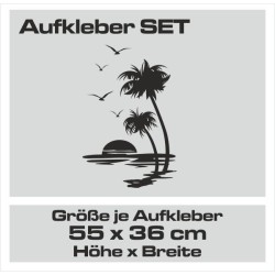 Aufkleber Wohnmobil Wohnwagen Reise Camping Auto Reisemobil Möwe Meer Kompass Globus Strand Palme Urlaub Spruch Familie Zuhause