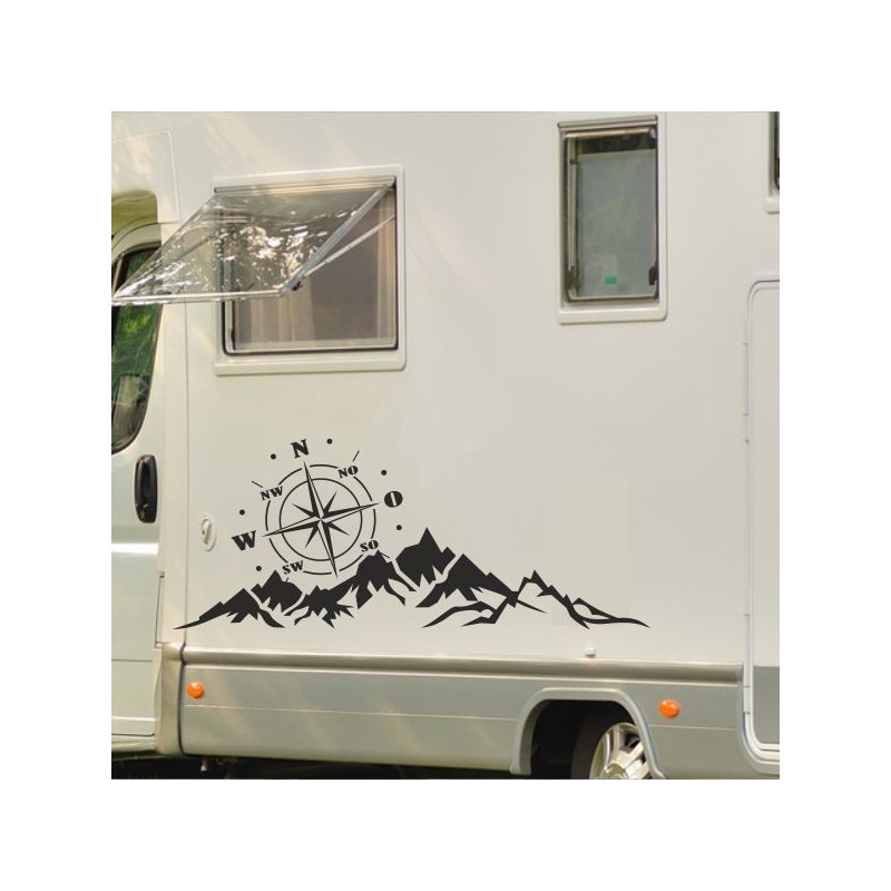 Aufkleber Wohnmobil Wohnwagen Reise Camping Auto Reisemobil Möwe Meer Kompass Globus Strand Palme Urlaub Spruch Familie Zuhause