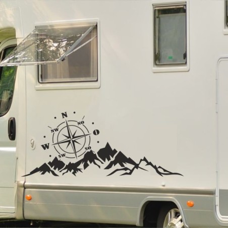 Aufkleber Wohnmobil Wohnwagen Reise Camping Auto Reisemobil Möwe Meer Kompass Globus Strand Palme Urlaub Spruch Familie Zuhause