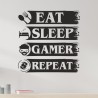 Wandaufkleber Wandtattoo Aufkleber Wand Tattoo Sticker Gamer Game Spiel Konsole Zocken Spielen Game Over Eat Sleep Repeat Level