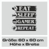 Wandaufkleber Wandtattoo Aufkleber Wand Tattoo Sticker Gamer Game Spiel Konsole Zocken Spielen Game Over Eat Sleep Repeat Level