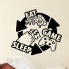 Wandaufkleber Wandtattoo Aufkleber Wand Tattoo Sticker Gamer Game Spiel Konsole Zocken Spielen Game Over Eat Sleep Repeat Level
