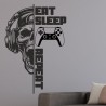 Wandaufkleber Wandtattoo Aufkleber Wand Tattoo Sticker Gamer Game Spiel Konsole Zocken Spielen Game Over Eat Sleep Repeat Level