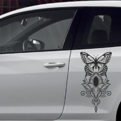 Aufkleber SET Auto Car Tattoo Style Seiten Tribal Dekor Pferd Gecko Power Blumen Ranke Fee Hexe Blumen Blüten Gecko Farbe Decal