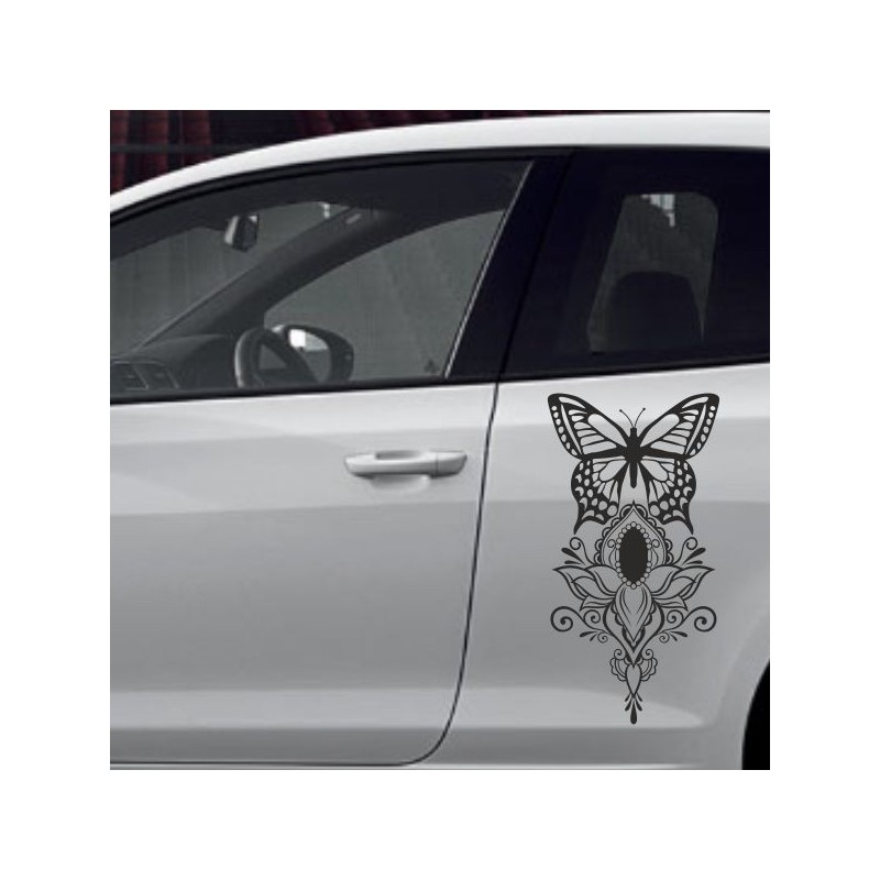 Aufkleber SET Auto Car Tattoo Style Seiten Tribal Dekor Pferd Gecko Power Blumen Ranke Fee Hexe Blumen Blüten Gecko Farbe Decal