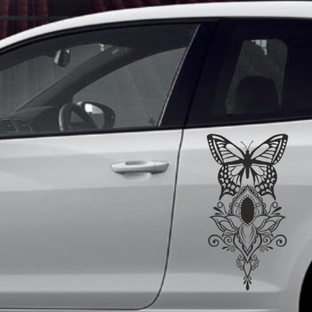 Aufkleber SET Auto Car Tattoo Style Seiten Tribal Dekor Pferd Gecko Power Blumen Ranke Fee Hexe Blumen Blüten Gecko Farbe Decal