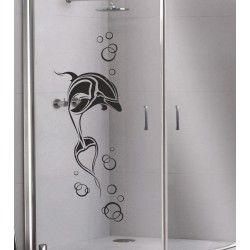 Aufkleber Glas Dekor Fenster Dusche Duschkabine Glas Tür Glastür Schaufenster Beschriftung Spa Wellness Meer Delphin Rose Wasser