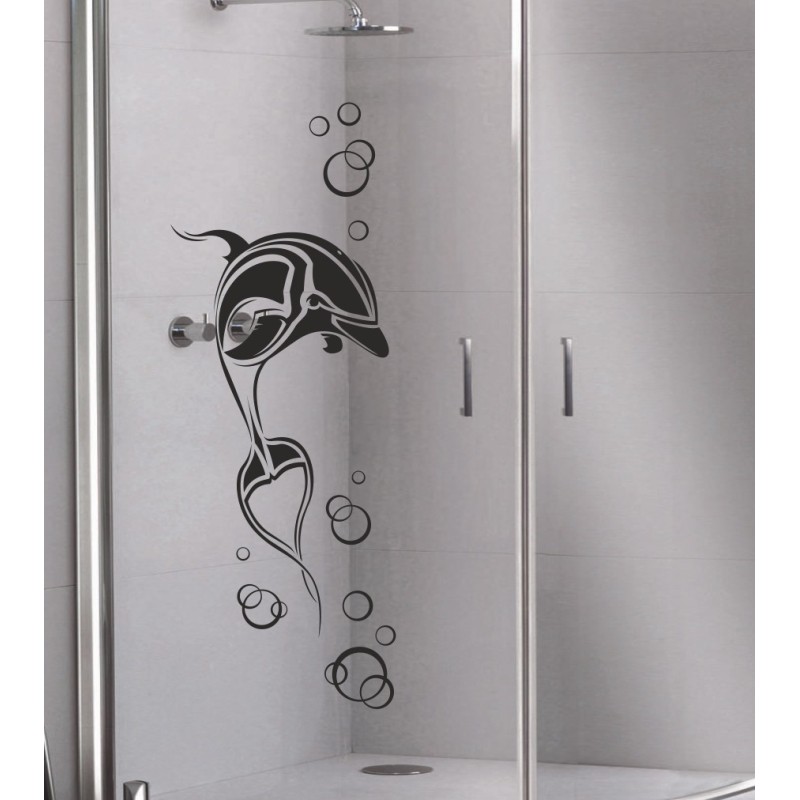 Aufkleber Glas Dekor Fenster Dusche Duschkabine Glas Tür Glastür Schaufenster Beschriftung Spa Wellness Meer Delphin Rose Wasser