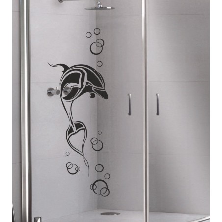 Aufkleber Glas Dekor Fenster Dusche Duschkabine Glas Tür Glastür Schaufenster Beschriftung Spa Wellness Meer Delphin Rose Wasser