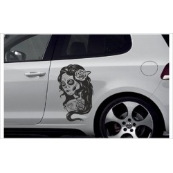 Car Aufkleber SET Totenkopf Sugar Skull Lady Catrina Autoaufkleber Style Tattoo Sticker