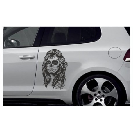 Car Aufkleber SET Totenkopf Sugar Skull Lady Catrina Autoaufkleber Style Tattoo Sticker