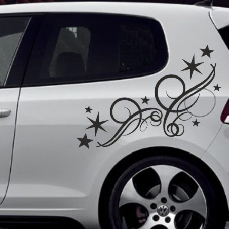 Aufkleber SET Auto Car Tattoo Style Seiten Tribal Dekor Pferd Gecko Power Blumen Ranke Fee Hexe Blumen Blüten Gecko Farbe Decal