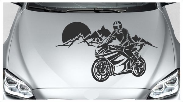 Aufkleber Biker Landschaft Motorrad Cross Race Tattoo Auto Sticker