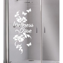 Aufkleber Glas Dekor Fenster Dusche Duschkabine Glas Tür Glastür Schaufenster Beschriftung Spa Wellness Meer Delphin Rose Wasser
