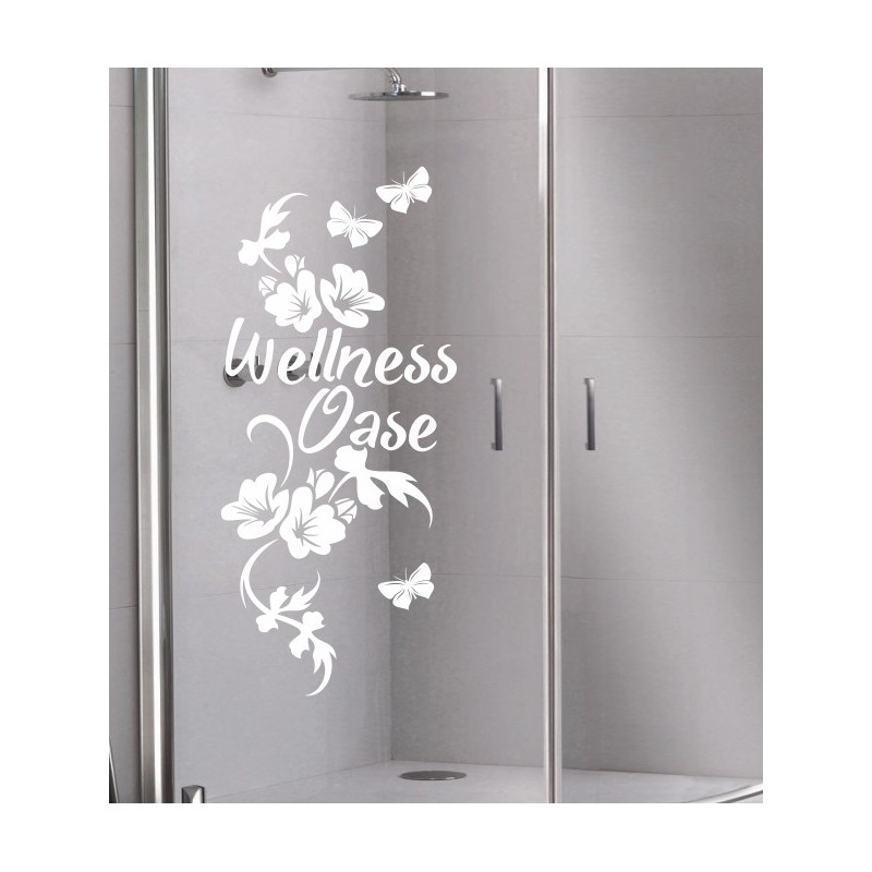 Aufkleber Glas Dekor Fenster Dusche Duschkabine Glas Tür Glastür Schaufenster Beschriftung Spa Wellness Meer Delphin Rose Wasser