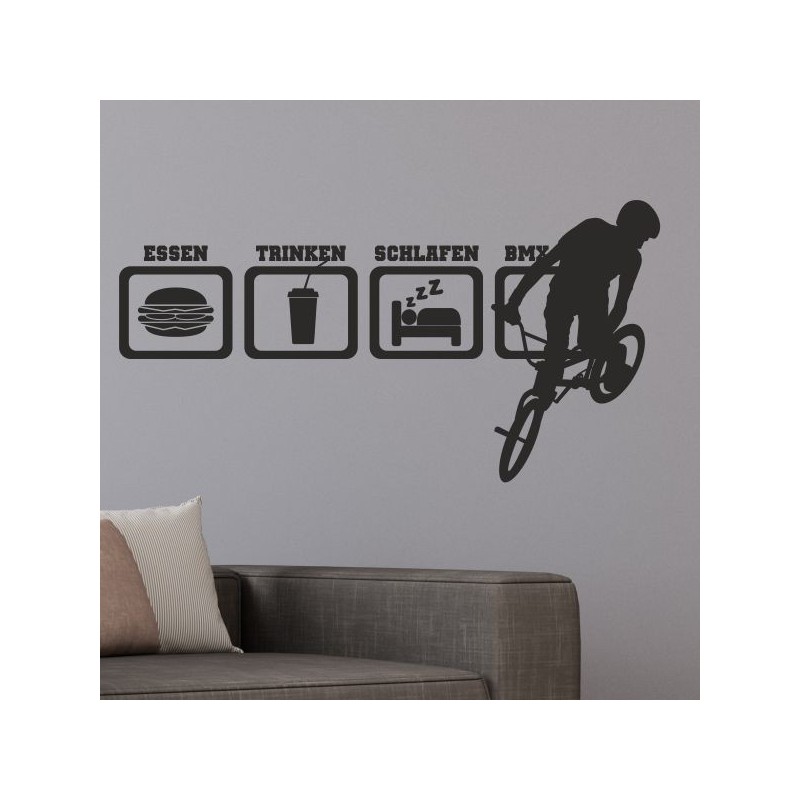 Wandaufkleber Wandtattoo Sport Fußball Kicker Spiel Kinder Kids Snowbord Skateboard Skater Stuntroller Roller BMX Basket Ball