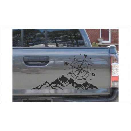 Auto Aufkleber Berge Panorama Silhouette Natur Offroad Sticker Dekor  #1422-360 