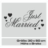 Aufkleber Just Married Ehe Hochzeit Paar Liebe Herz Ringe Datum Namen