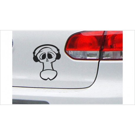 DUB FUN OEM JDM Aufkleber Mini FUN "Totenkopf Kopfhörer" Auto Aufkleber Sticker