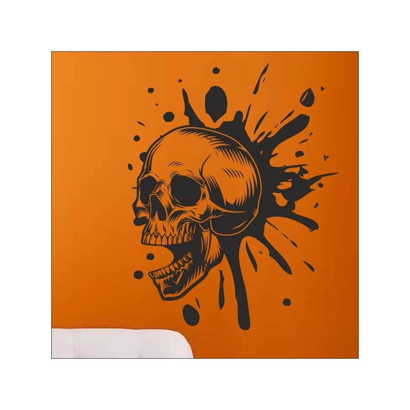 Wandaufkleber Wandtattoo Totenkopf Skull Schädel Bones Farbklecks Farbe Krone König DJ Sound Punisher Rabe Krähe Tod Death Fun