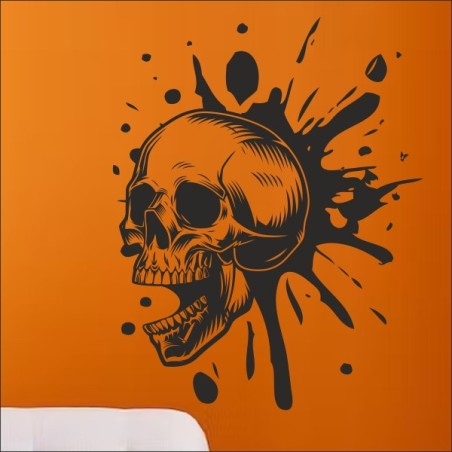 Wandaufkleber Wandtattoo Totenkopf Skull Schädel Bones Farbklecks Farbe Krone König DJ Sound Punisher Rabe Krähe Tod Death Fun