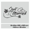 Aufkleber Just Married Ehe Hochzeit Paar Liebe Herz Ringe Datum Namen