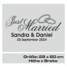 Aufkleber Just Married Ehe Hochzeit Paar Liebe Herz Ringe Datum Namen